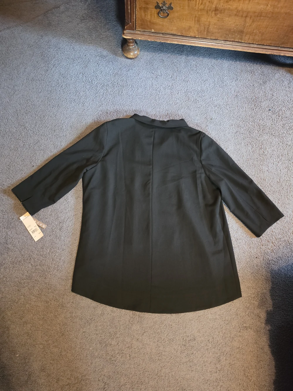 NY Collection Black Open-Front Draped Blazer 3/4 Sleeves Size XL NWT